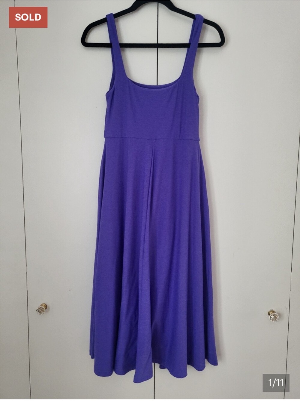 Beyond Yoga Featherweight At The Ready Square Neck Midi Dress‎ Size S Purple